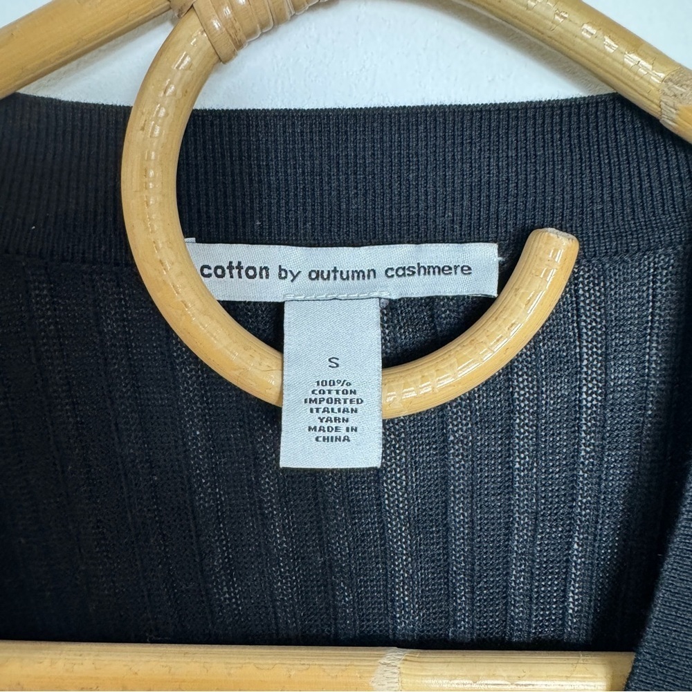 Long Ribbed Button-Front Black Cardigan Sweater - Picture 8 of 9